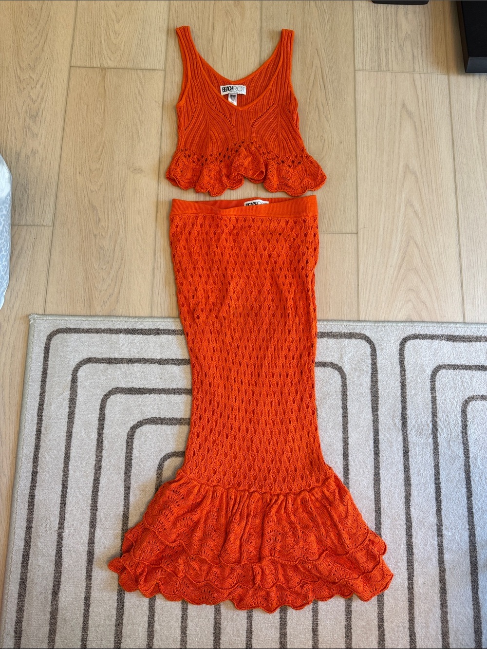 Beach Riot Orange Crochet Tank & Maxi Skirt Set